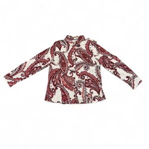 Van Heusen Red and White Paisley Button Down Shirt